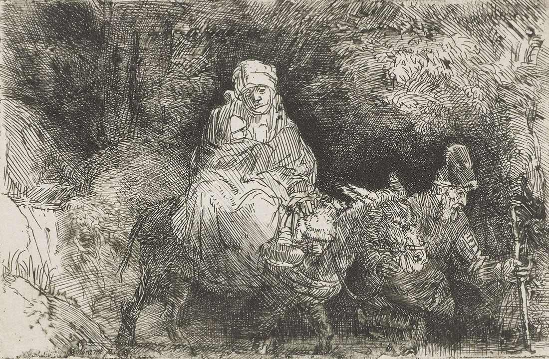 Рембрандт Харменс ван Рейн. "Бегство в Египет". 1654.